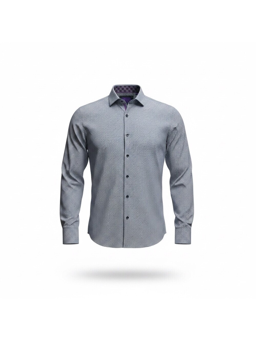 Tallia Men’s Blue Geometric Dress Shirt L/G 16.5 Long Sleeve Contrast Trim